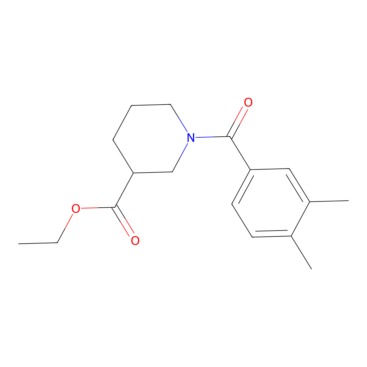 Ethyl 1-(3,4-dimethylbenzoyl)piperidine-3-carboxylate molecular structure, CAS 349618-55-9