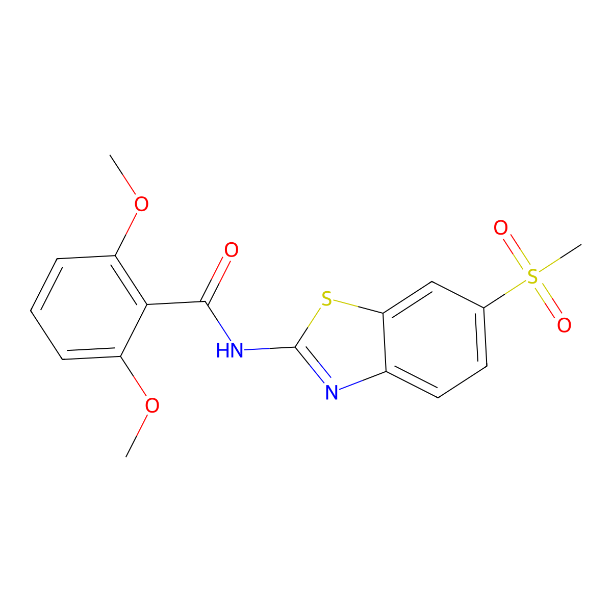 2,6-dimethoxy-N-[6-(methylsulfonyl)-1,3-benzothiazol-2-yl]benzamide molecular structure, CAS 349618-59-3