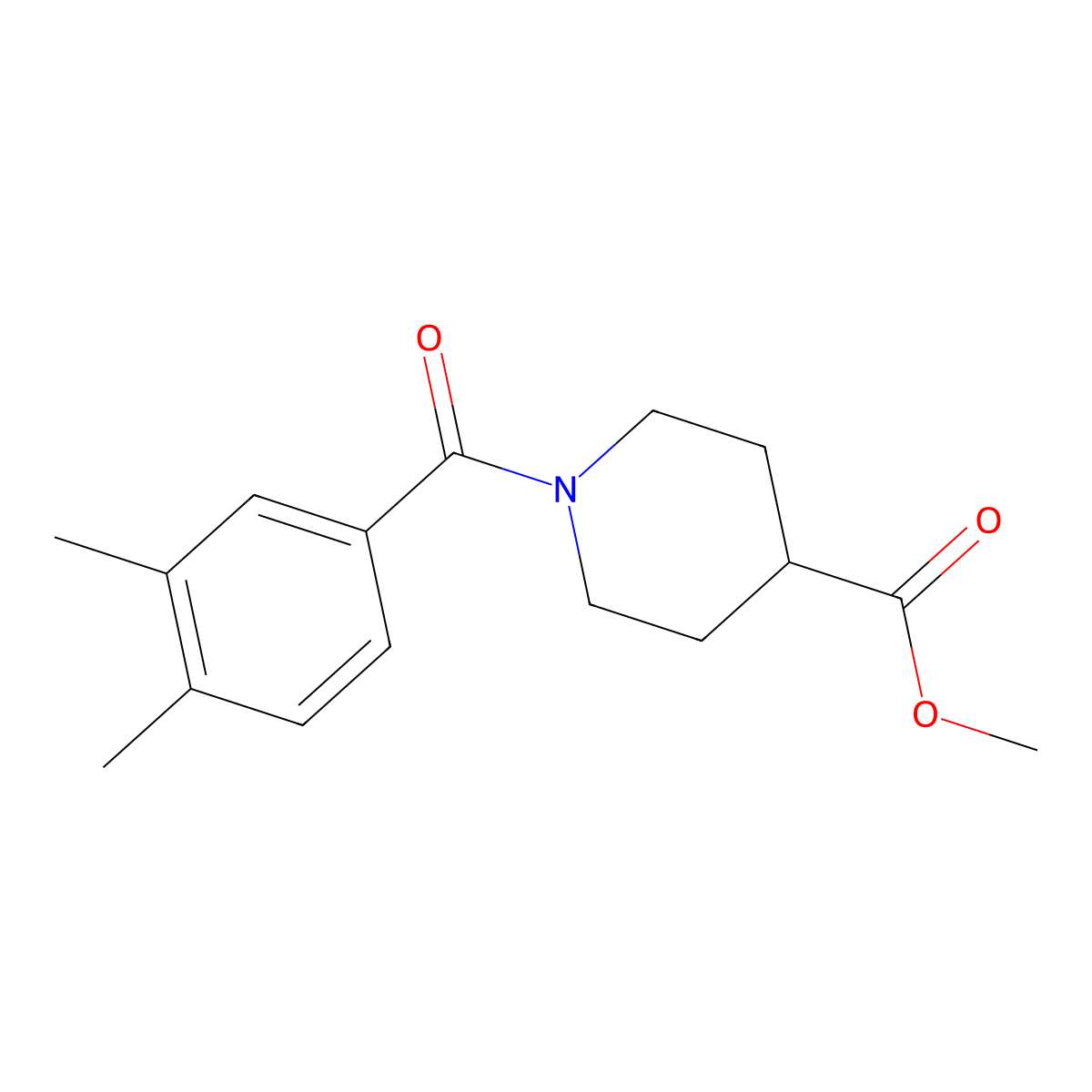 Methyl 1-(3,4-dimethylbenzoyl)piperidine-4-carboxylate molecular structure, CAS 349618-64-0