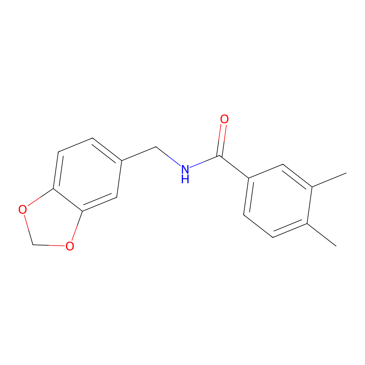 N-(1,3-benzodioxol-5-ylmethyl)-3,4-dimethylbenzamide molecular structure, CAS 349618-67-3