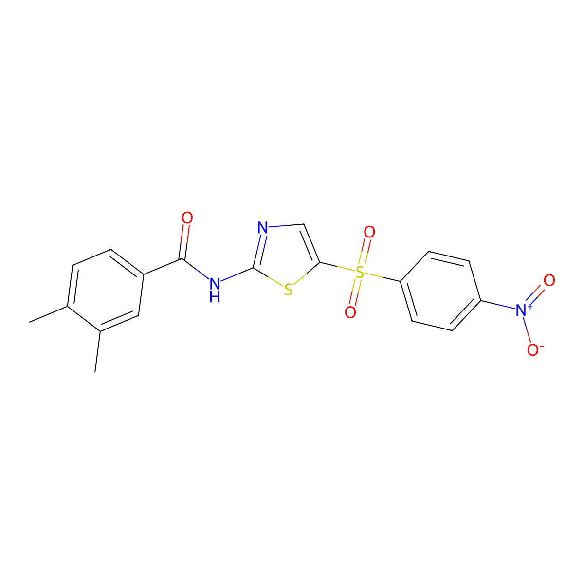 3,4-dimethyl-N-[5-(4-nitrophenyl)sulfonyl-1,3-thiazol-2-yl]benzamide molecular structure, CAS 349618-72-0