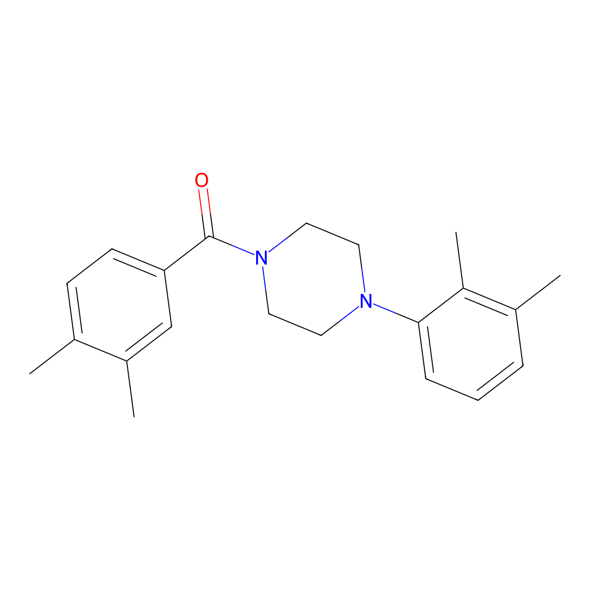 (3,4-Dimethylphenyl)-[4-(2,3-dimethylphenyl)piperazin-1-yl]methanone molecular structure, CAS 349618-83-3