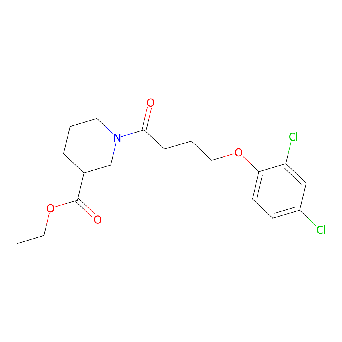 Ethyl 1-[4-(2,4-dichlorophenoxy)butanoyl]piperidine-3-carboxylate molecular structure, CAS 349618-93-5