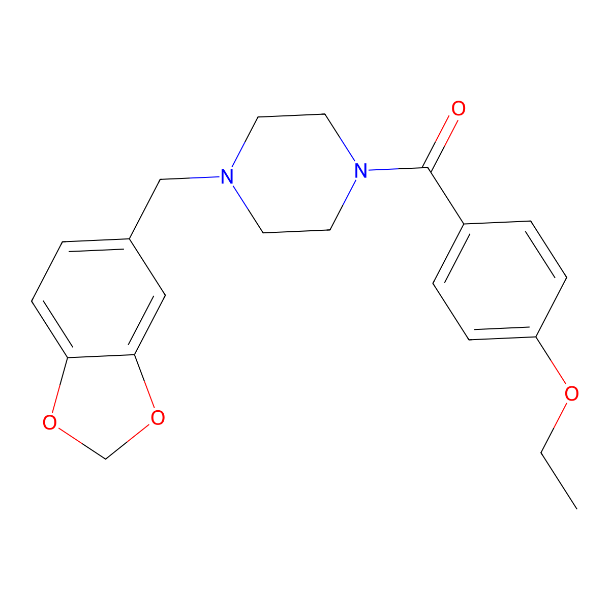 (4-Benzo[1,3]dioxol-5-ylmethyl-piperazin-1-yl)-(4-ethoxy-phenyl)-methanone molecular structure, CAS 349619-17-6