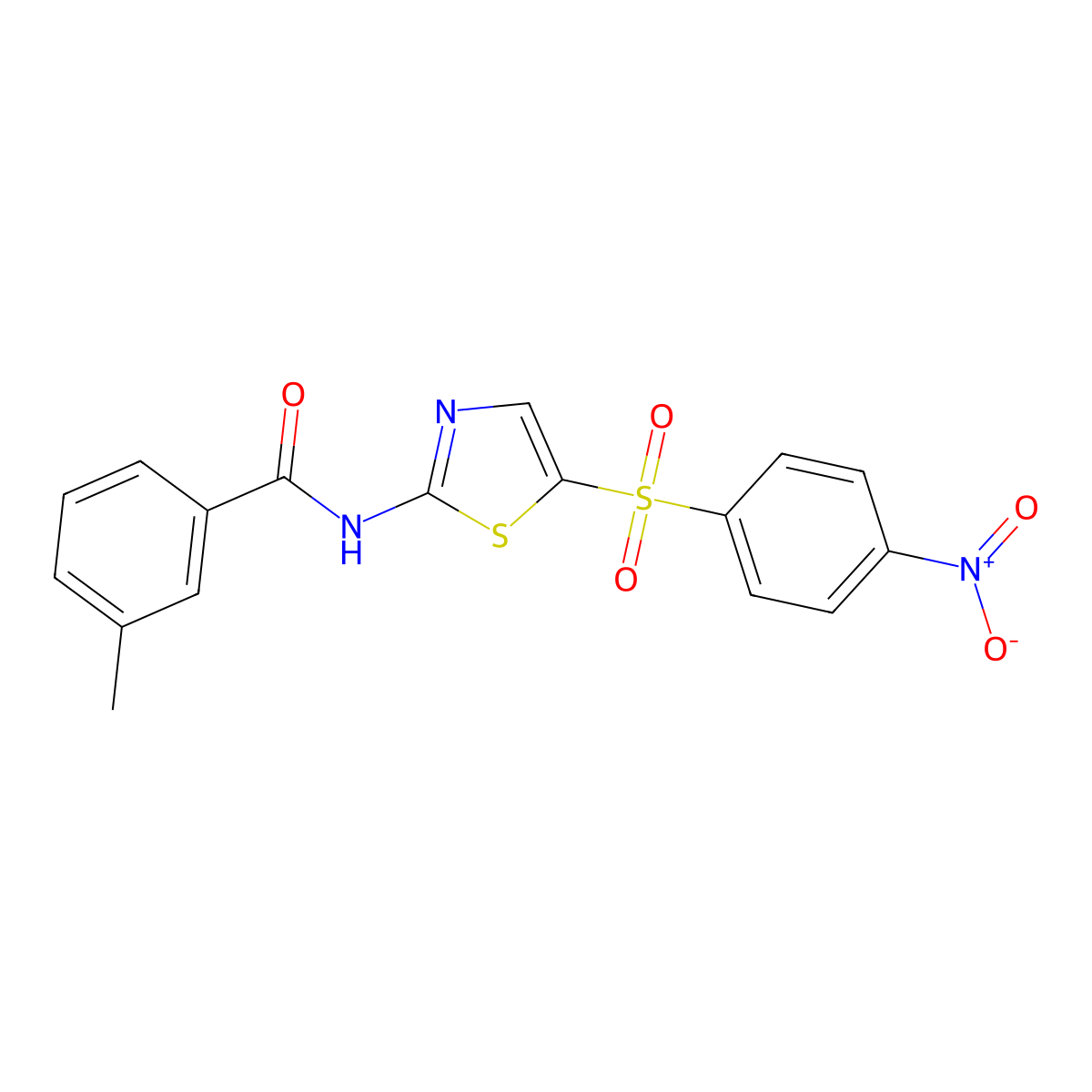 3-methyl-N-(5-((4-nitrophenyl)sulfonyl)thiazol-2-yl)benzamide molecular structure, CAS 349620-06-0