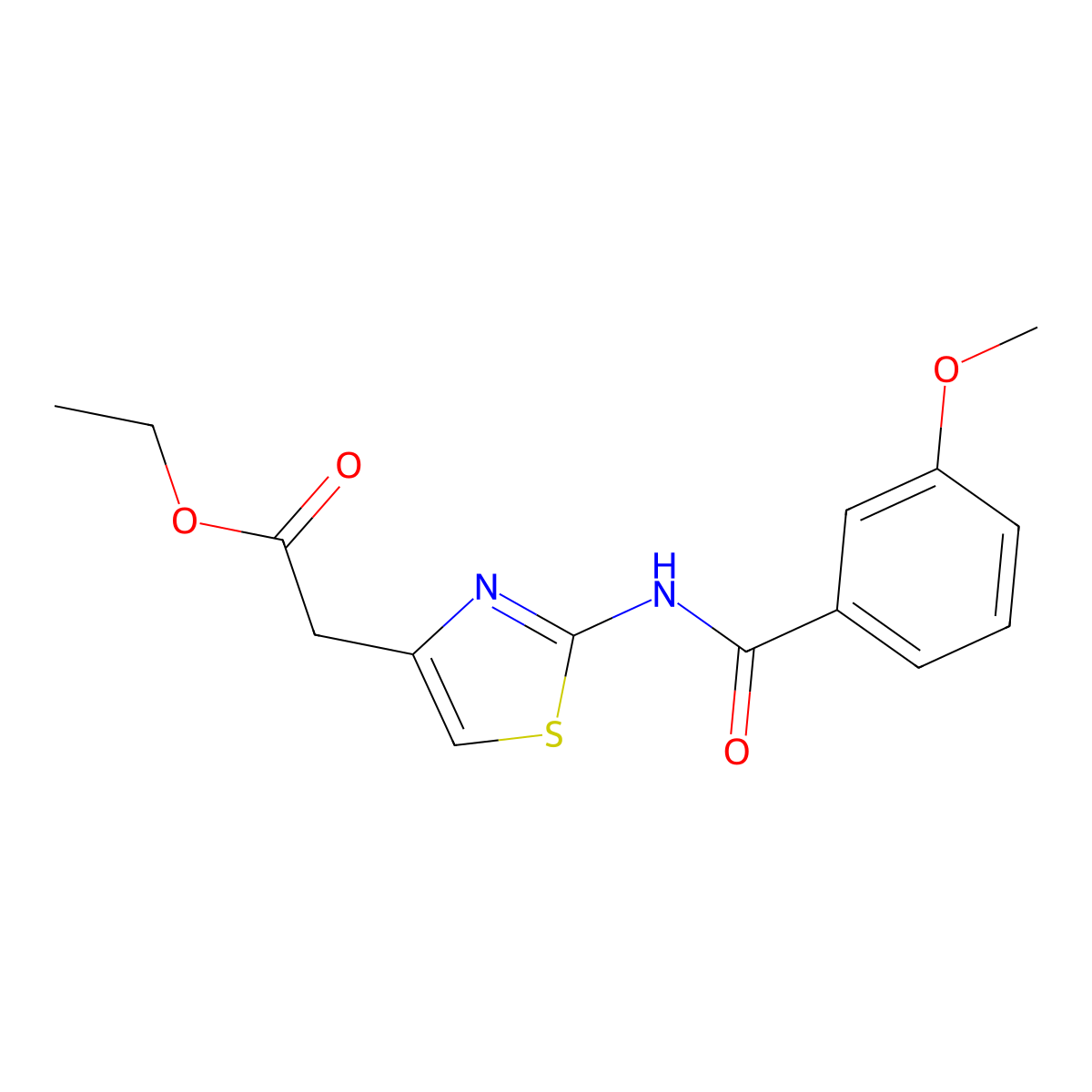Ethyl {2-[(3-methoxybenzoyl)amino]-1,3-thiazol-4-yl}acetate molecular structure, CAS 349620-19-5