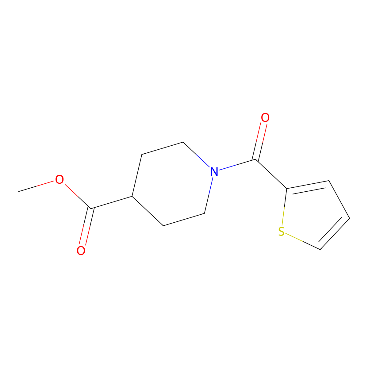 Methyl 1-(thiophene-2-carbonyl)piperidine-4-carboxylate molecular structure, CAS 349620-26-4
