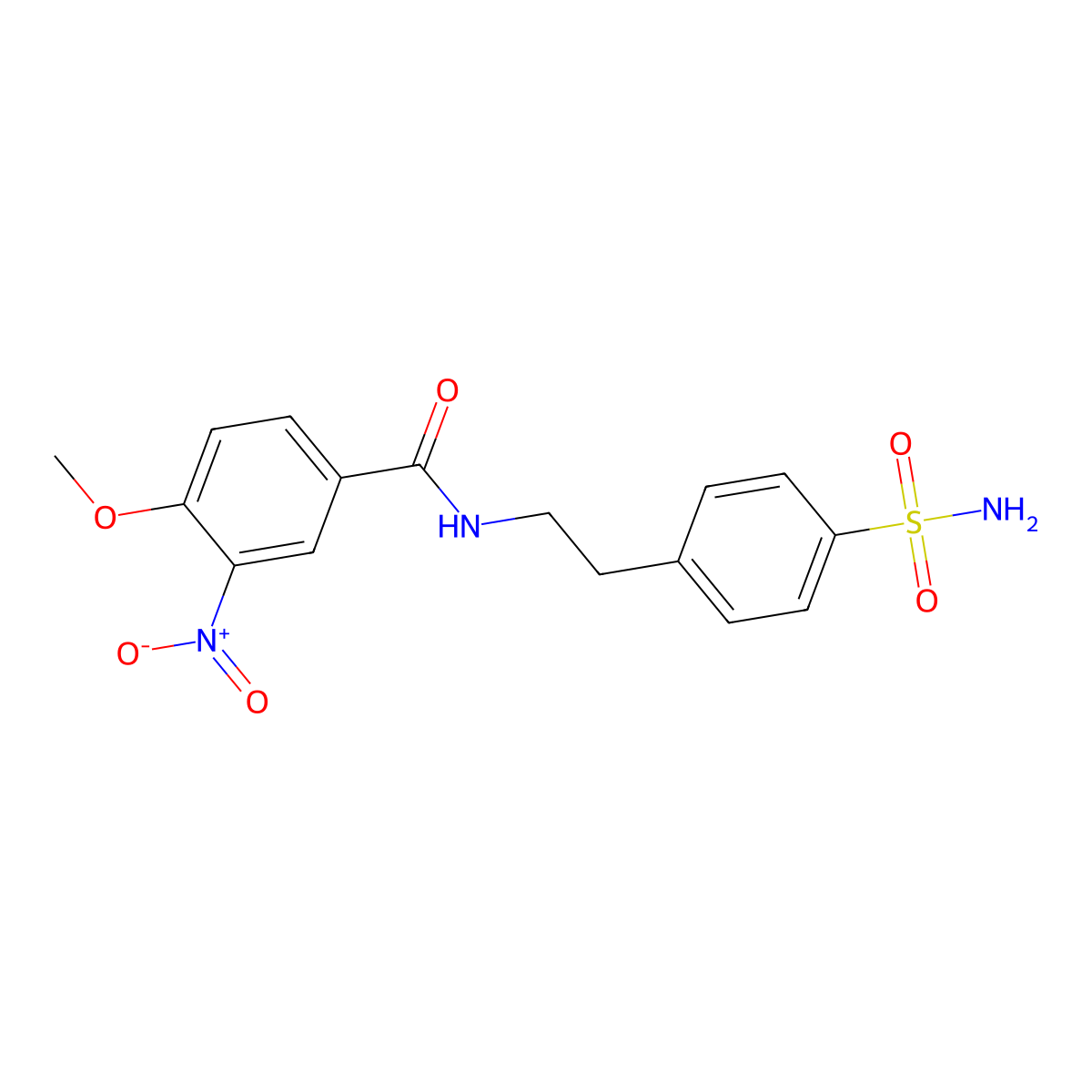 4-methoxy-3-nitro-N-[2-(4-sulfamoylphenyl)ethyl]benzamide molecular structure, CAS 349620-46-8