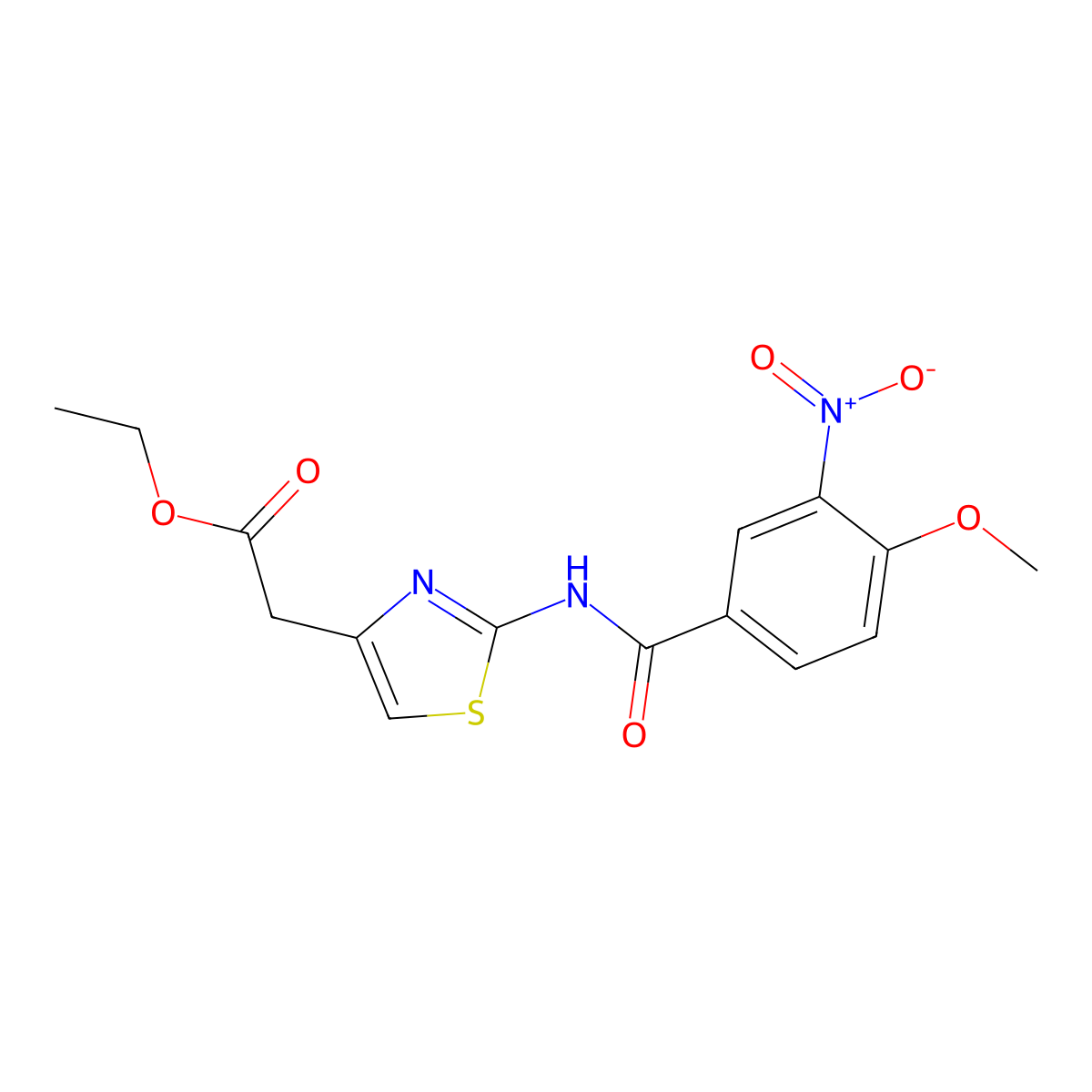 Ethyl 2-[2-[(4-methoxy-3-nitrobenzoyl)amino]-1,3-thiazol-4-yl]acetate molecular structure, CAS 349620-59-3