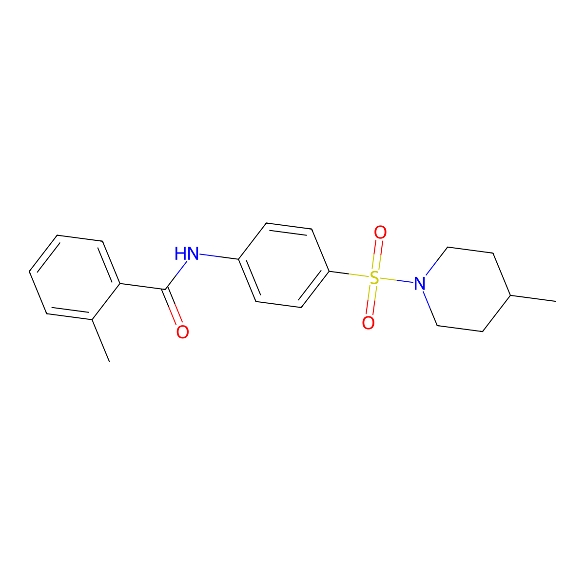 2-methyl-N-{4-[(4-methyl-1-piperidinyl)sulfonyl]phenyl}benzamide molecular structure, CAS 349620-60-6