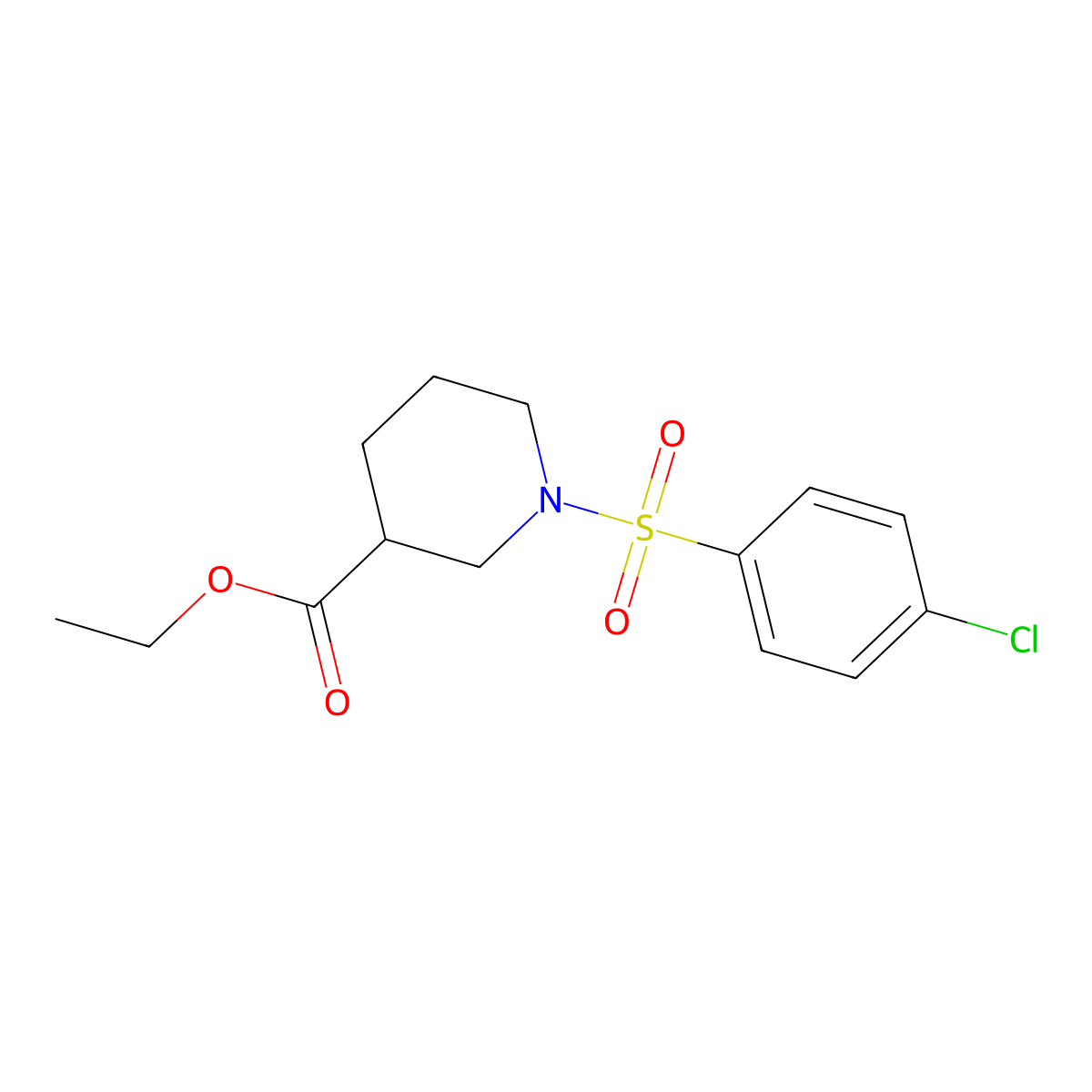 Ethyl 1-[(4-chlorophenyl)sulfonyl]piperidine-3-carboxylate molecular structure, CAS 349620-63-9