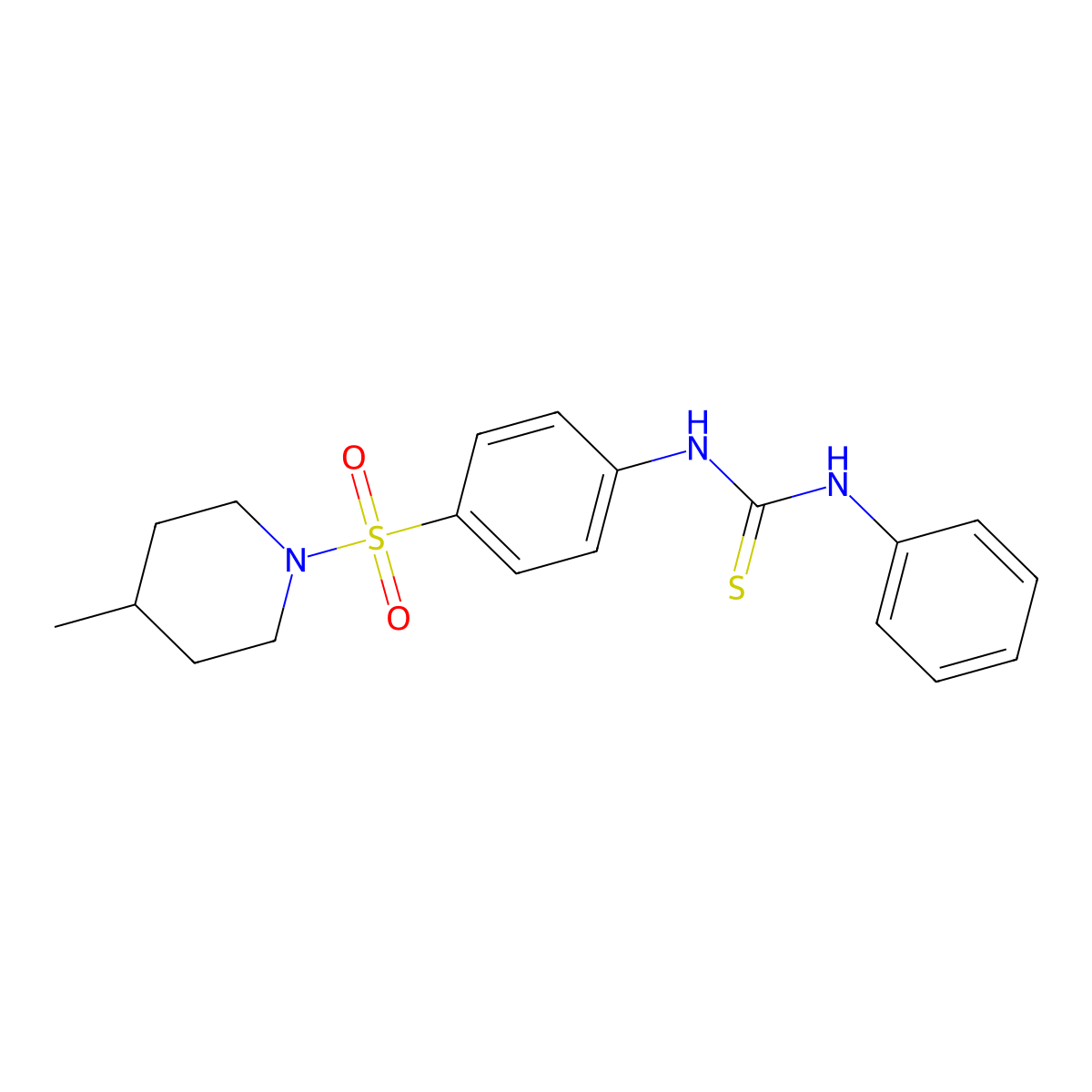 N-{4-[(4-methyl-1-piperidinyl)sulfonyl]phenyl}-N'-phenylthiourea molecular structure, CAS 349620-68-4