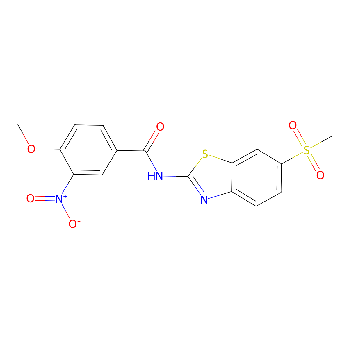4-methoxy-N-(6-methylsulfonyl-1,3-benzothiazol-2-yl)-3-nitrobenzamide molecular structure, CAS 349620-76-4