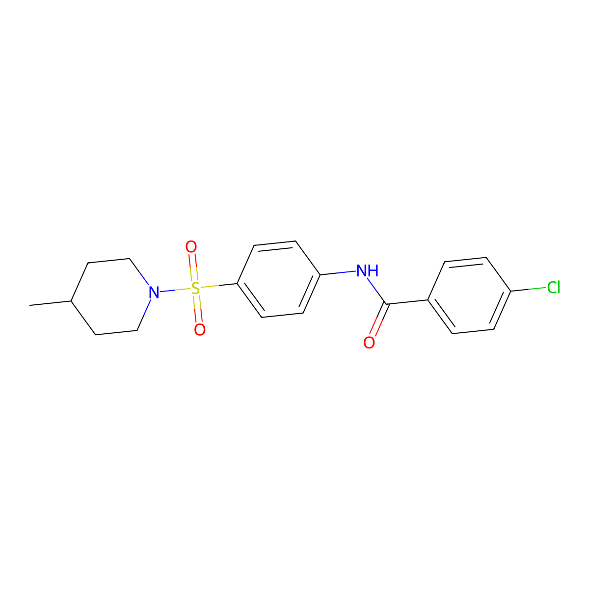 4-chloro-N-{4-[(4-methyl-1-piperidinyl)sulfonyl]phenyl}benzamide molecular structure, CAS 349620-88-8