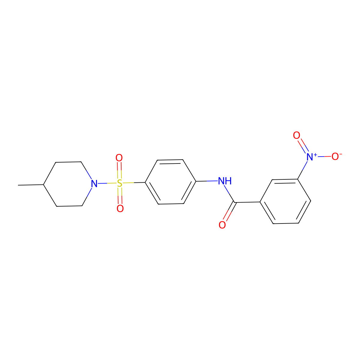 N-[4-(4-methylpiperidin-1-yl)sulfonylphenyl]-3-nitrobenzamide molecular structure, CAS 349620-92-4