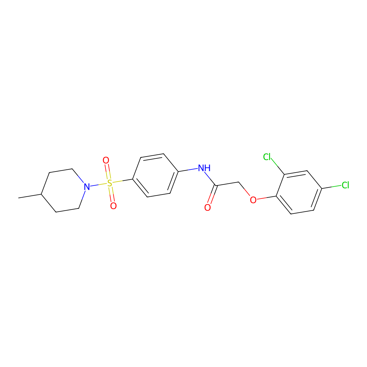 2-(2,4-dichlorophenoxy)-N-{4-[(4-methylpiperidin-1-yl)sulfonyl]phenyl}acetamide molecular structure, CAS 349621-07-4