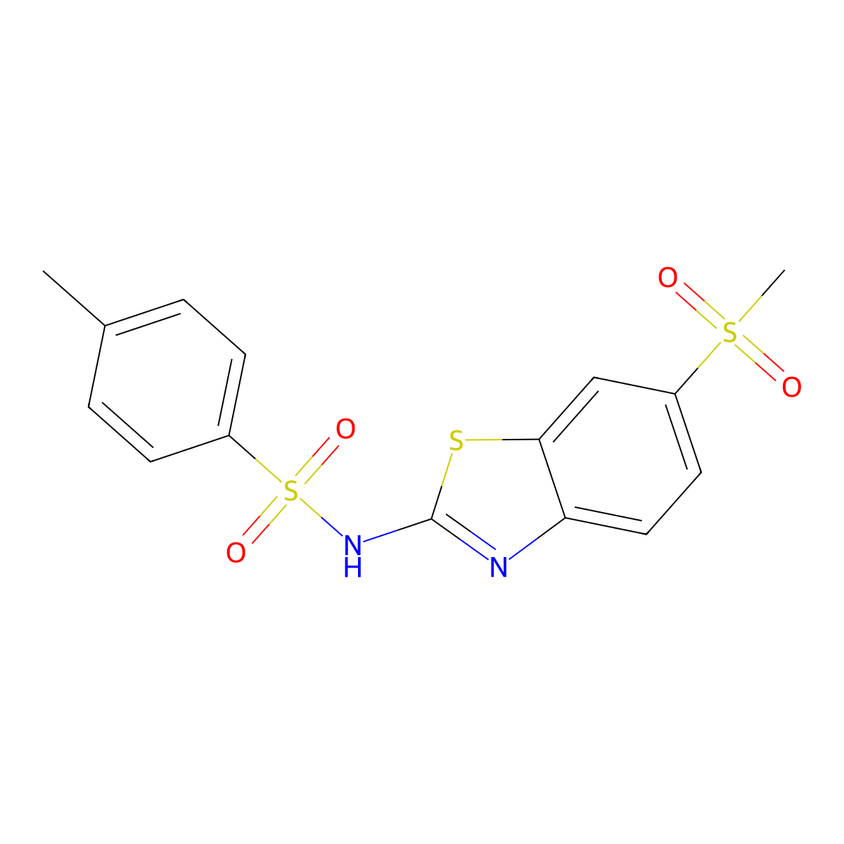 N-(6-Methanesulfonyl-benzothiazol-2-yl)-4-methyl-benzenesulfonamide molecular structure, CAS 349621-16-5