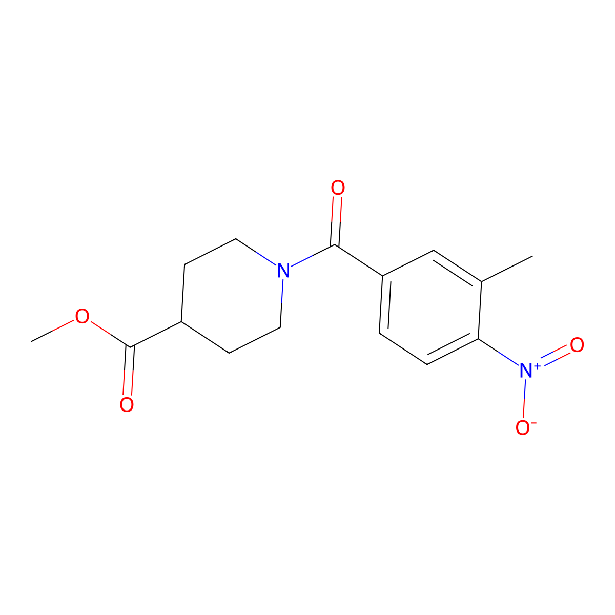 Methyl 1-(3-methyl-4-nitrobenzoyl)piperidine-4-carboxylate molecular structure, CAS 349621-32-5