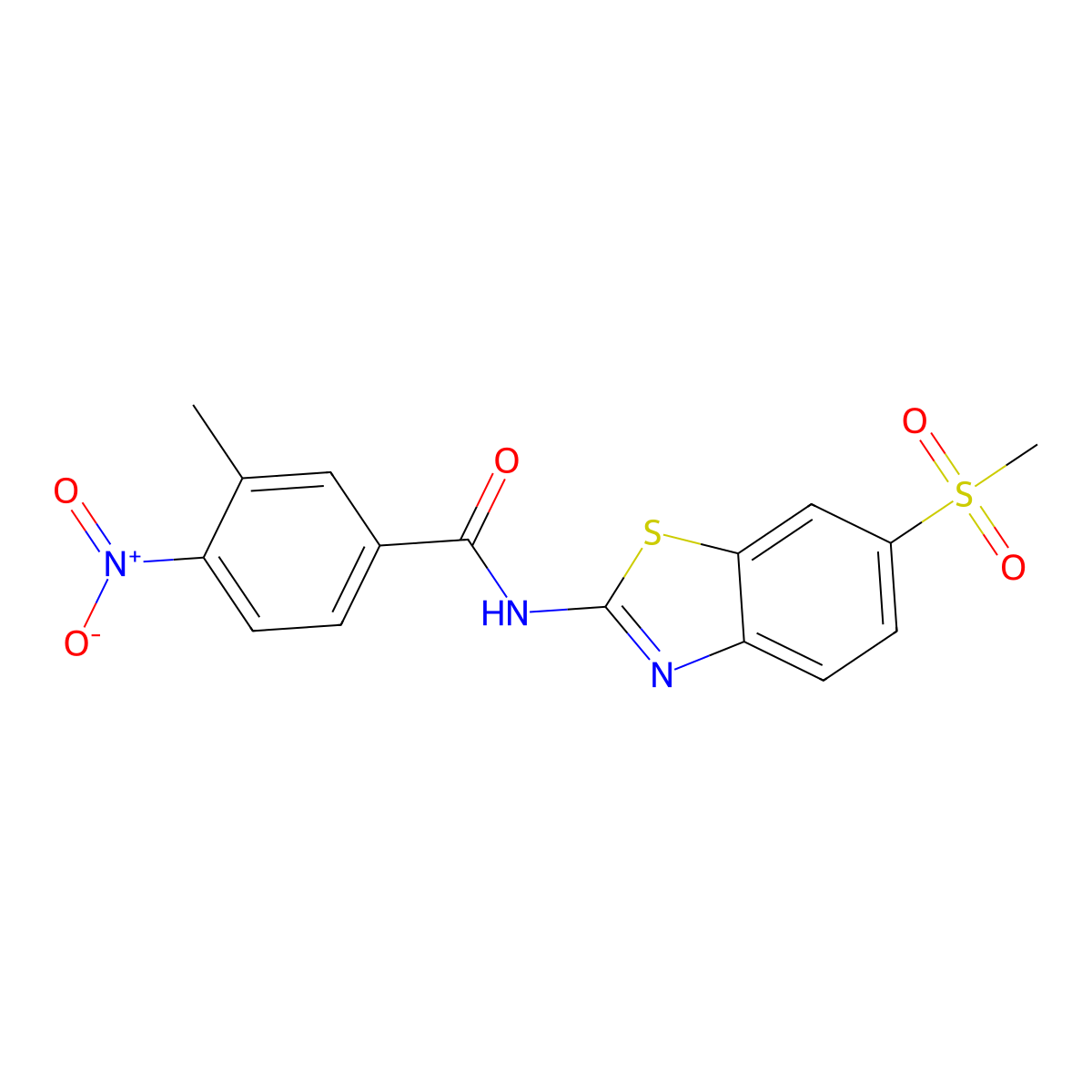 3-methyl-N-(6-methylsulfonyl-1,3-benzothiazol-2-yl)-4-nitrobenzamide molecular structure, CAS 349621-36-9