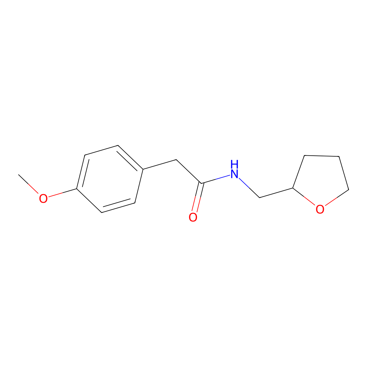 2-(4-methoxyphenyl)-N-(oxolan-2-ylmethyl)acetamide molecular structure, CAS 349621-46-1