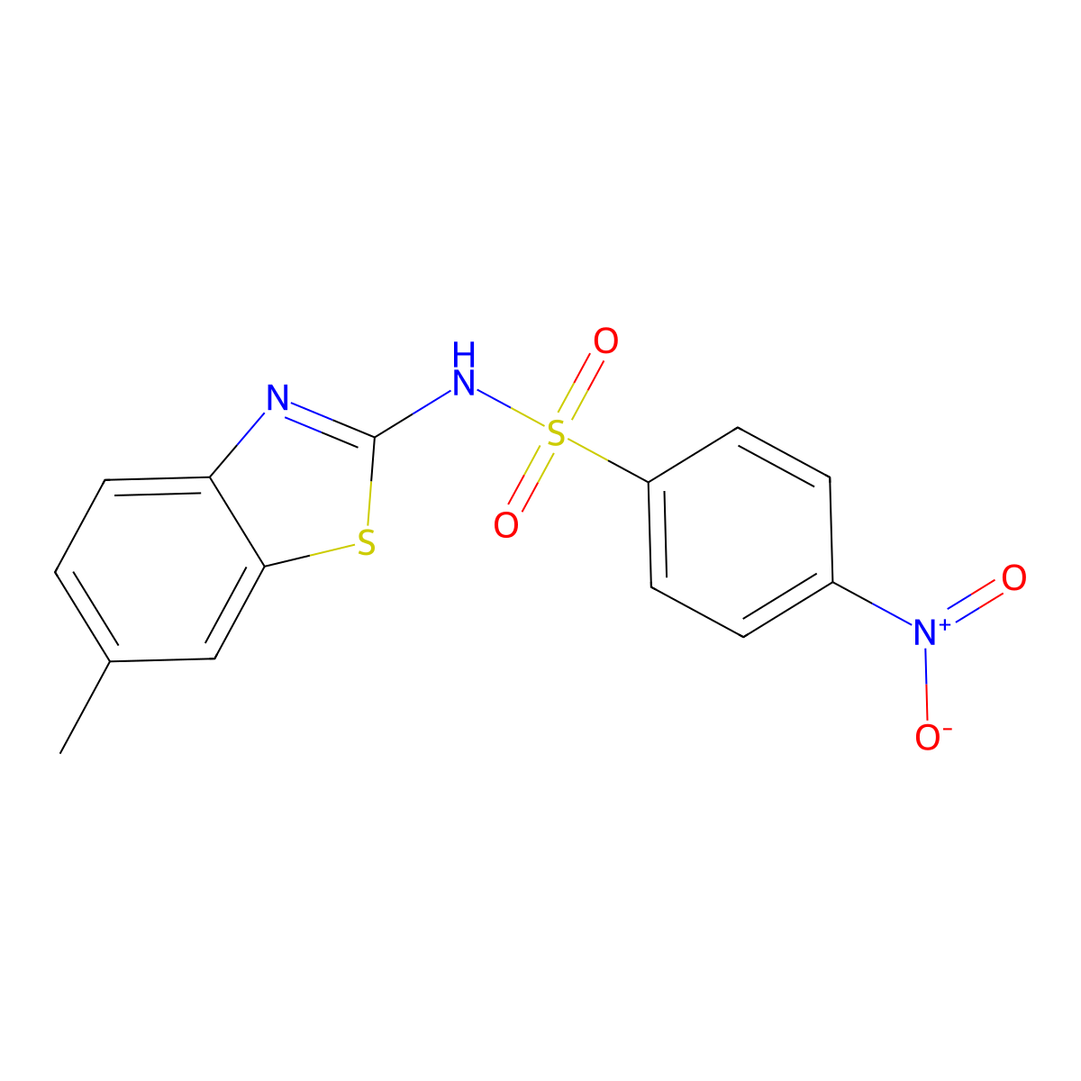 N-(6-methyl-1,3-benzothiazol-2-yl)-4-nitrobenzenesulfonamide molecular structure, CAS 349621-50-7