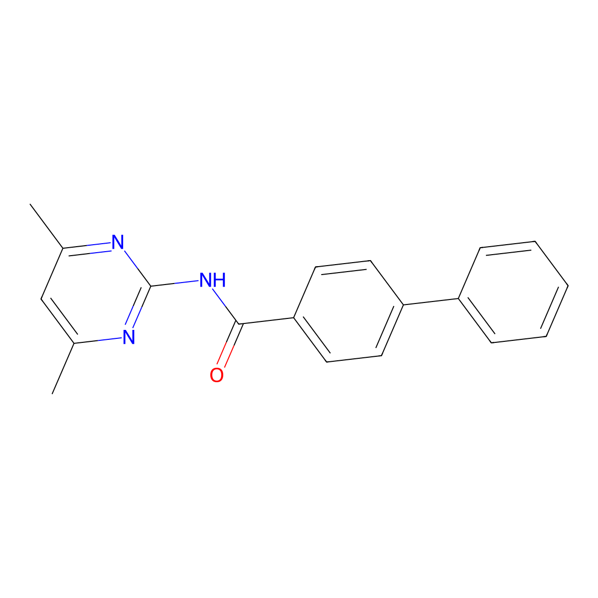 N-(4,6-dimethylpyrimidin-2-yl)-4-phenylbenzamide molecular structure, CAS 349621-57-4