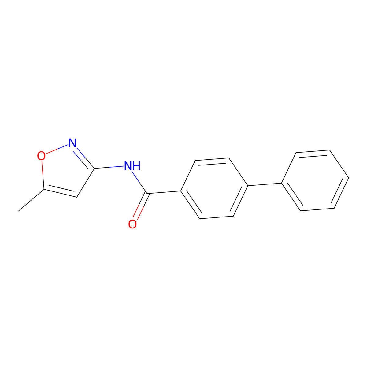 N-(5-methyl-1,2-oxazol-3-yl)-[1,1'-biphenyl]-4-carboxamide molecular structure, CAS 349621-65-4