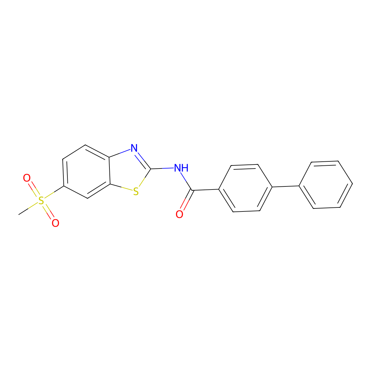 N-(6-methylsulfonyl-1,3-benzothiazol-2-yl)-4-phenylbenzamide molecular structure, CAS 349621-87-0