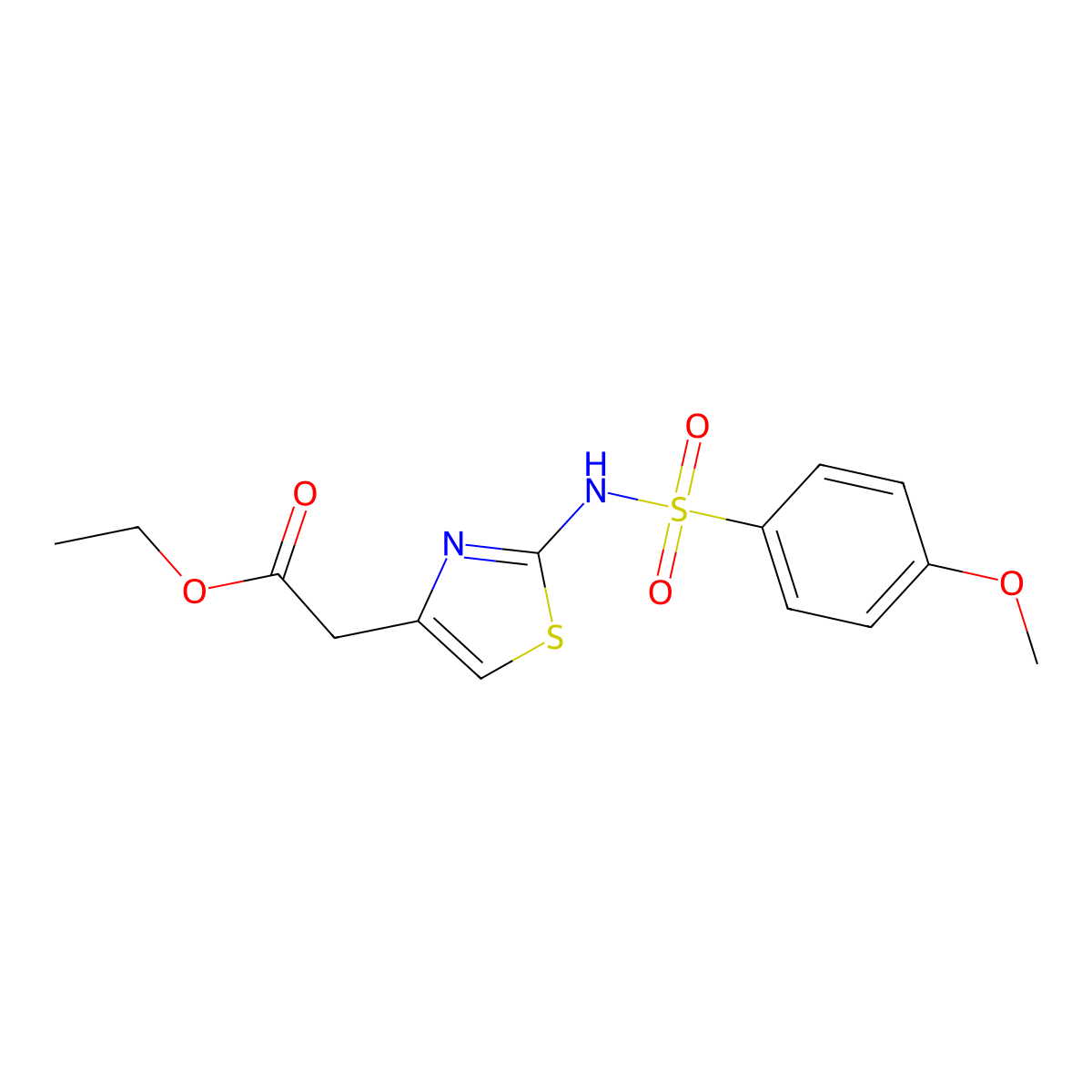 Ethyl (2-{[(4-methoxyphenyl)sulfonyl]amino}-1,3-thiazol-4-yl)acetate molecular structure, CAS 349622-24-8