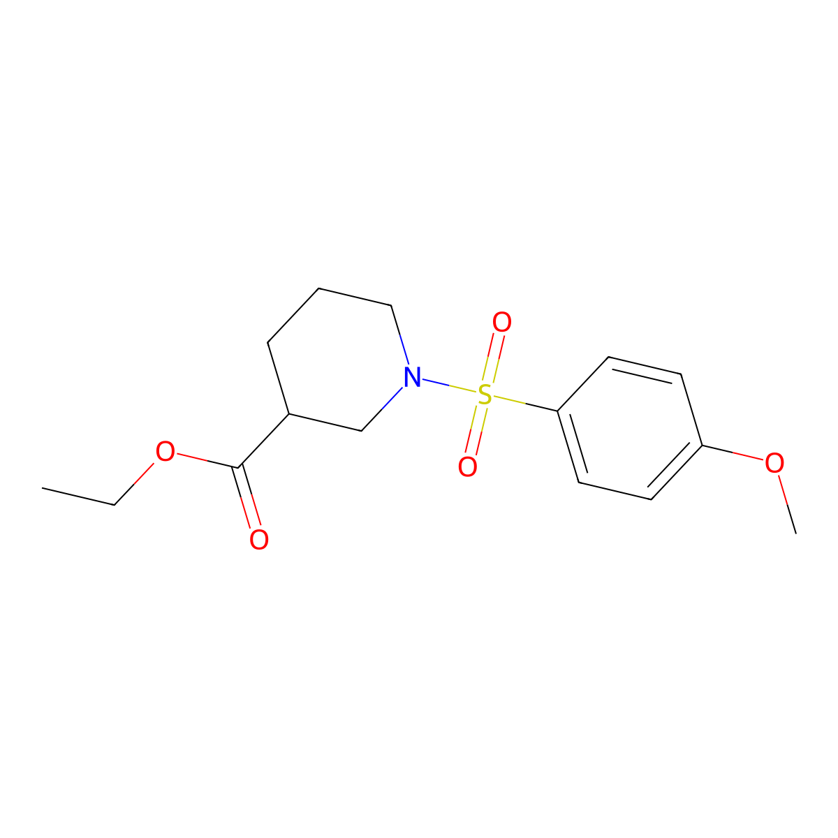 Ethyl 1-[(4-methoxyphenyl)sulfonyl]piperidine-3-carboxylate molecular structure, CAS 349622-28-2