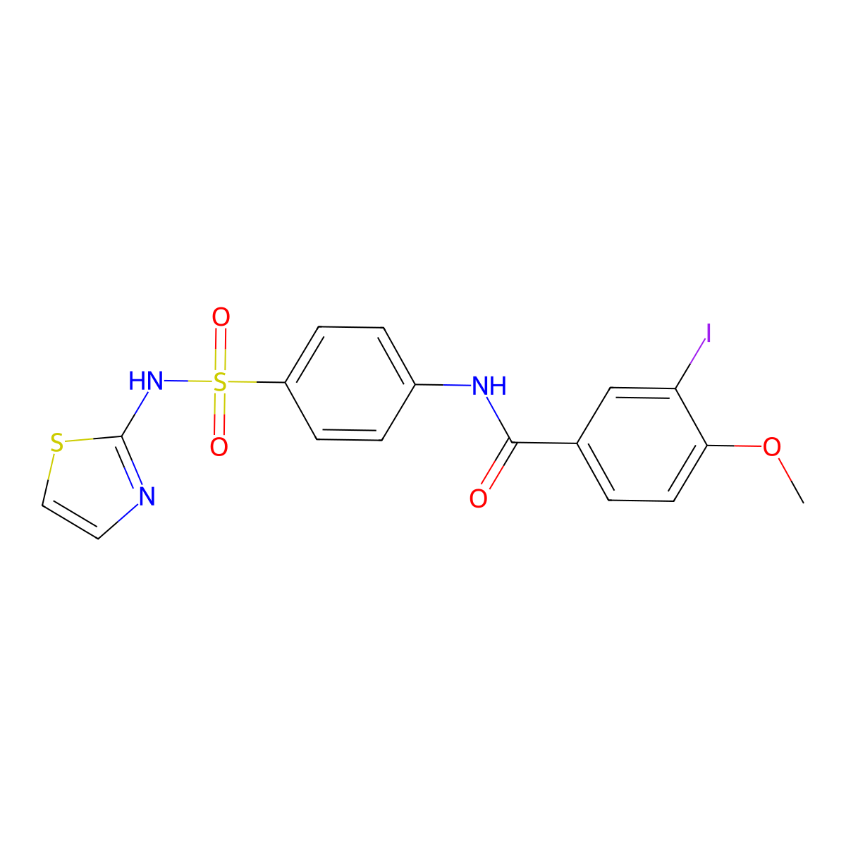 3-iodo-4-methoxy-N-[4-(1,3-thiazol-2-ylsulfamoyl)phenyl]benzamide molecular structure, CAS 349622-34-0