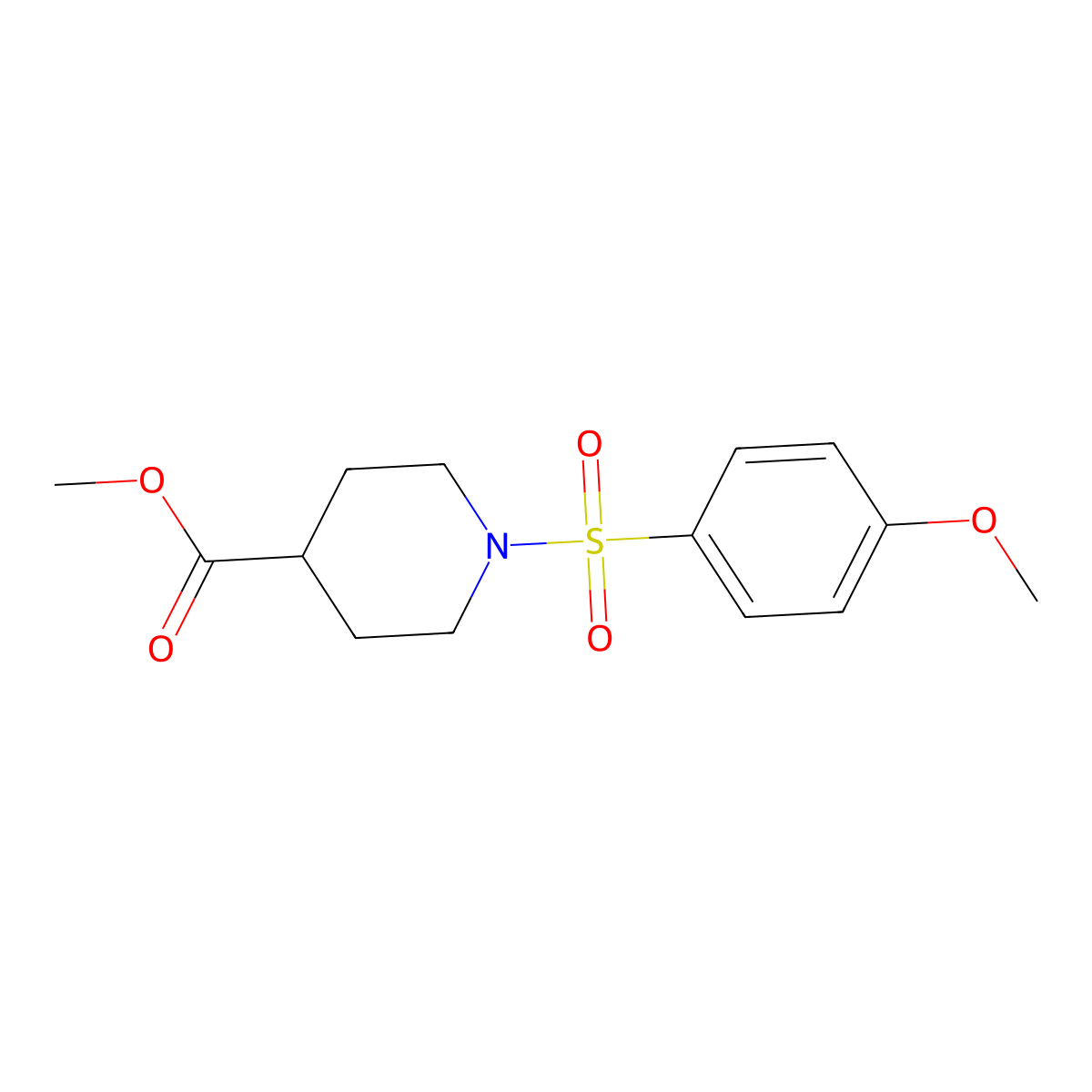 Methyl 1-[(4-methoxyphenyl)sulfonyl]-4-piperidinecarboxylate molecular structure, CAS 349622-40-8