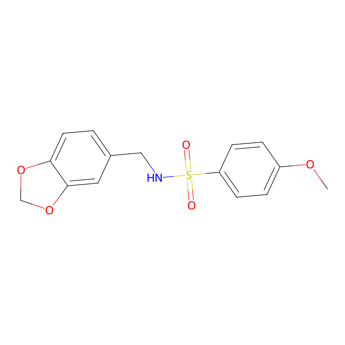 N-(1,3-benzodioxol-5-ylmethyl)-4-methoxybenzenesulfonamide molecular structure, CAS 349622-44-2