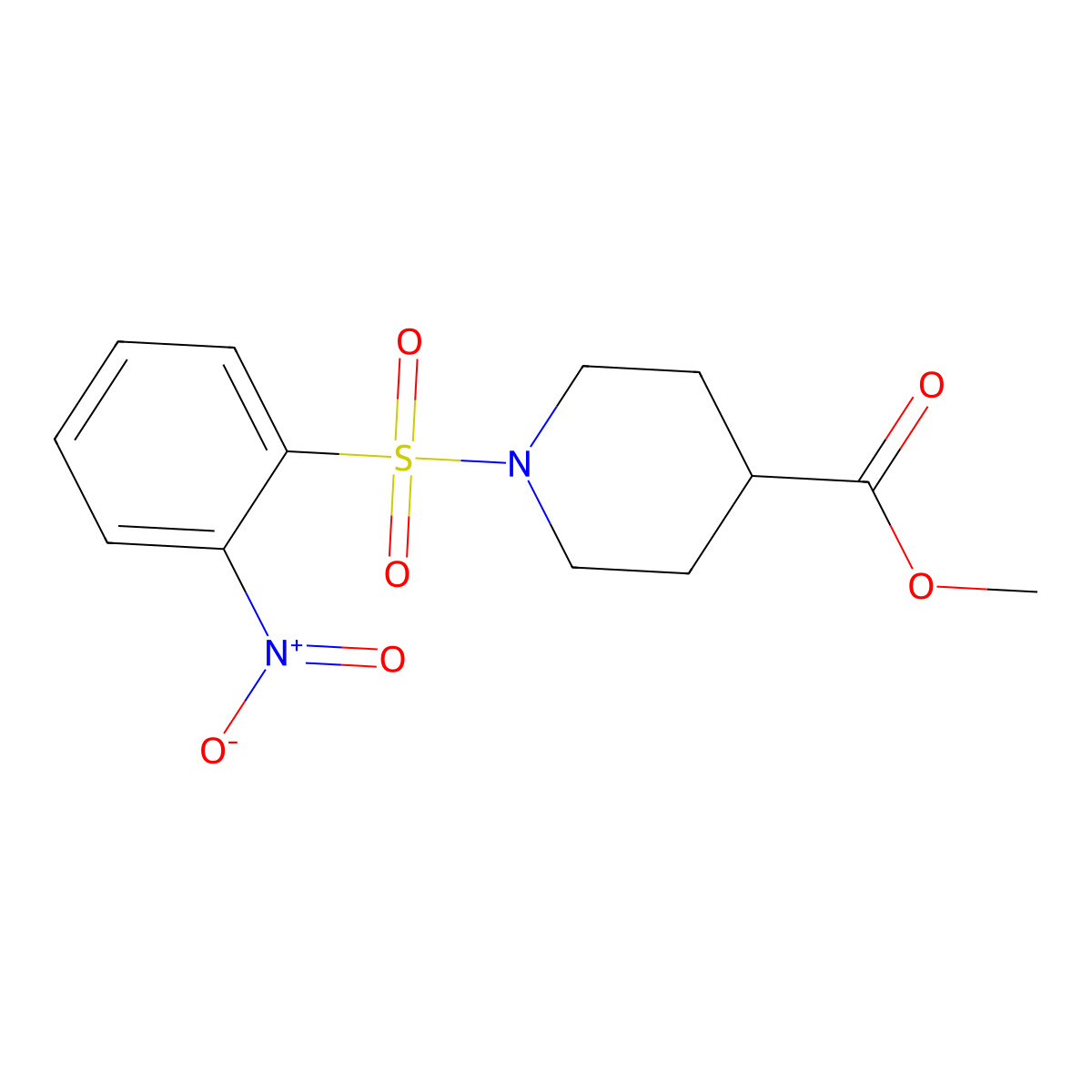 Methyl 1-[(2-nitrophenyl)sulfonyl]piperidine-4-carboxylate molecular structure, CAS 349623-03-6