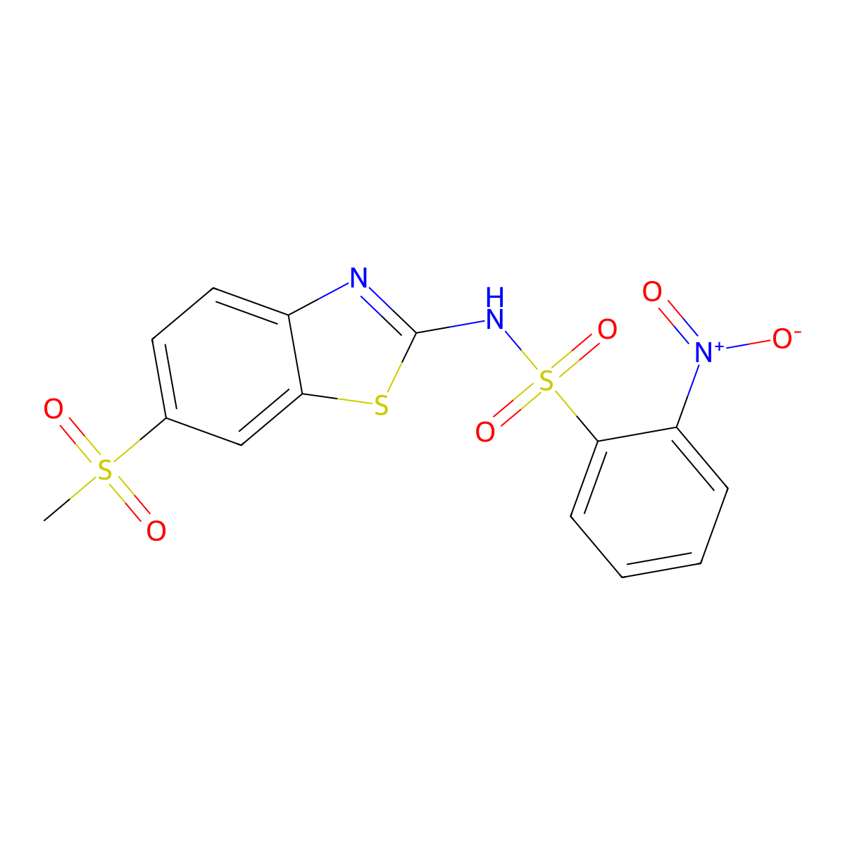 N-(6-methylsulfonyl-1,3-benzothiazol-2-yl)-2-nitrobenzenesulfonamide molecular structure, CAS 349623-12-7