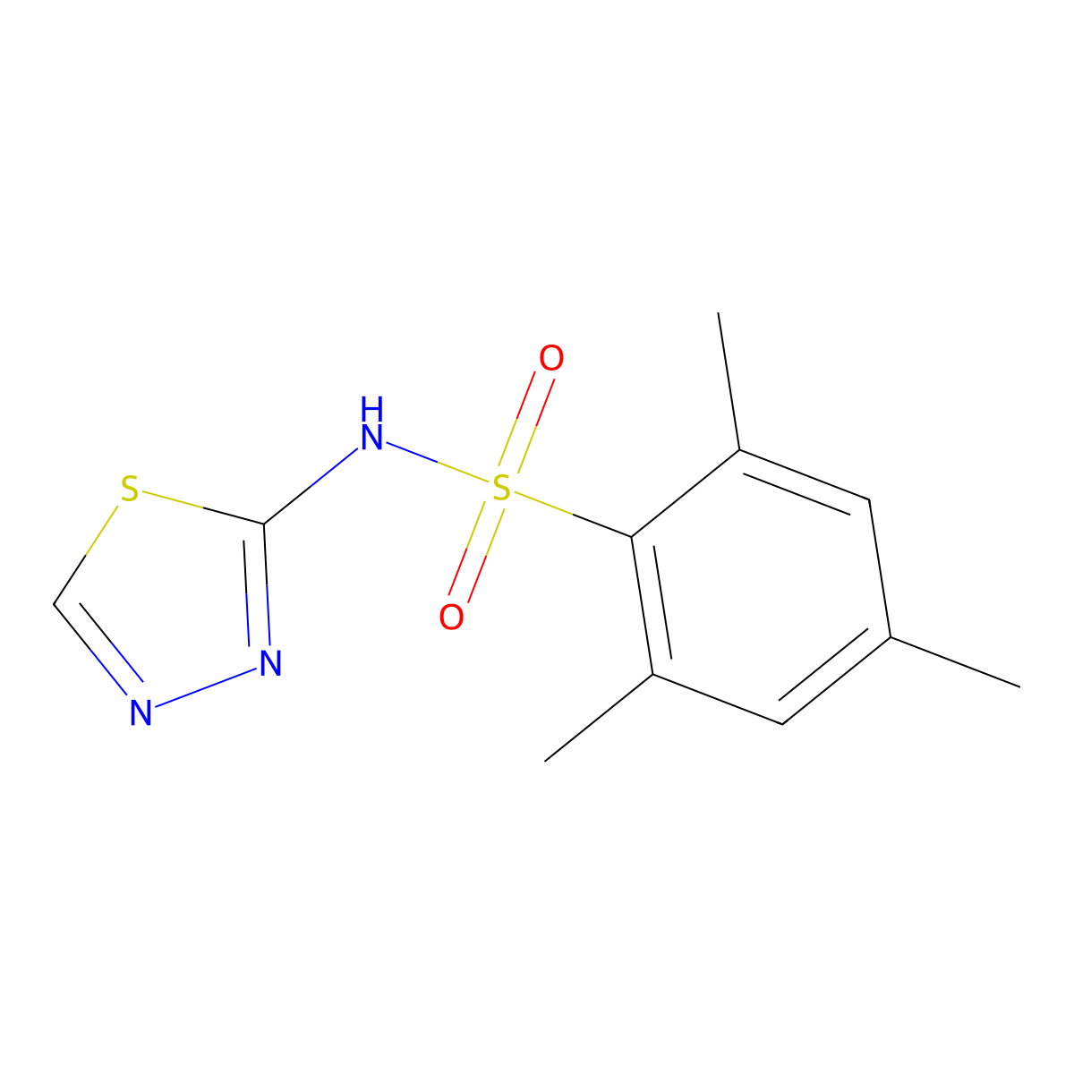 2,4,6-trimethyl-N-(1,3,4-thiadiazol-2-yl)benzene-1-sulfonamide molecular structure, CAS 349623-34-3