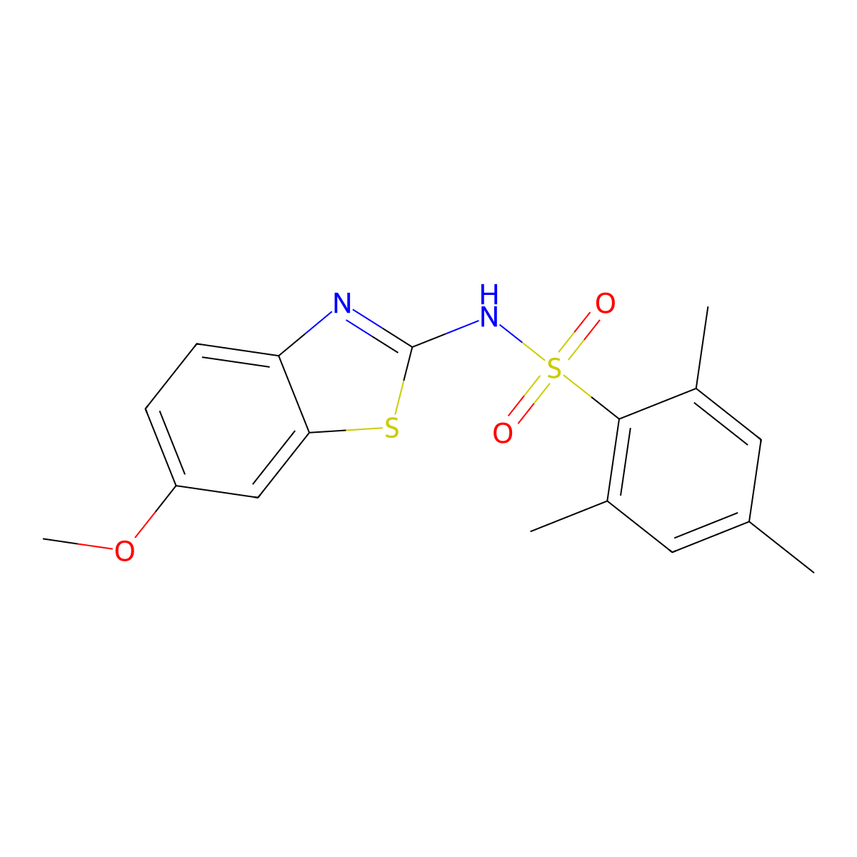 N-(6-methoxy-1,3-benzothiazol-2-yl)-2,4,6-trimethylbenzenesulfonamide molecular structure, CAS 349623-50-3