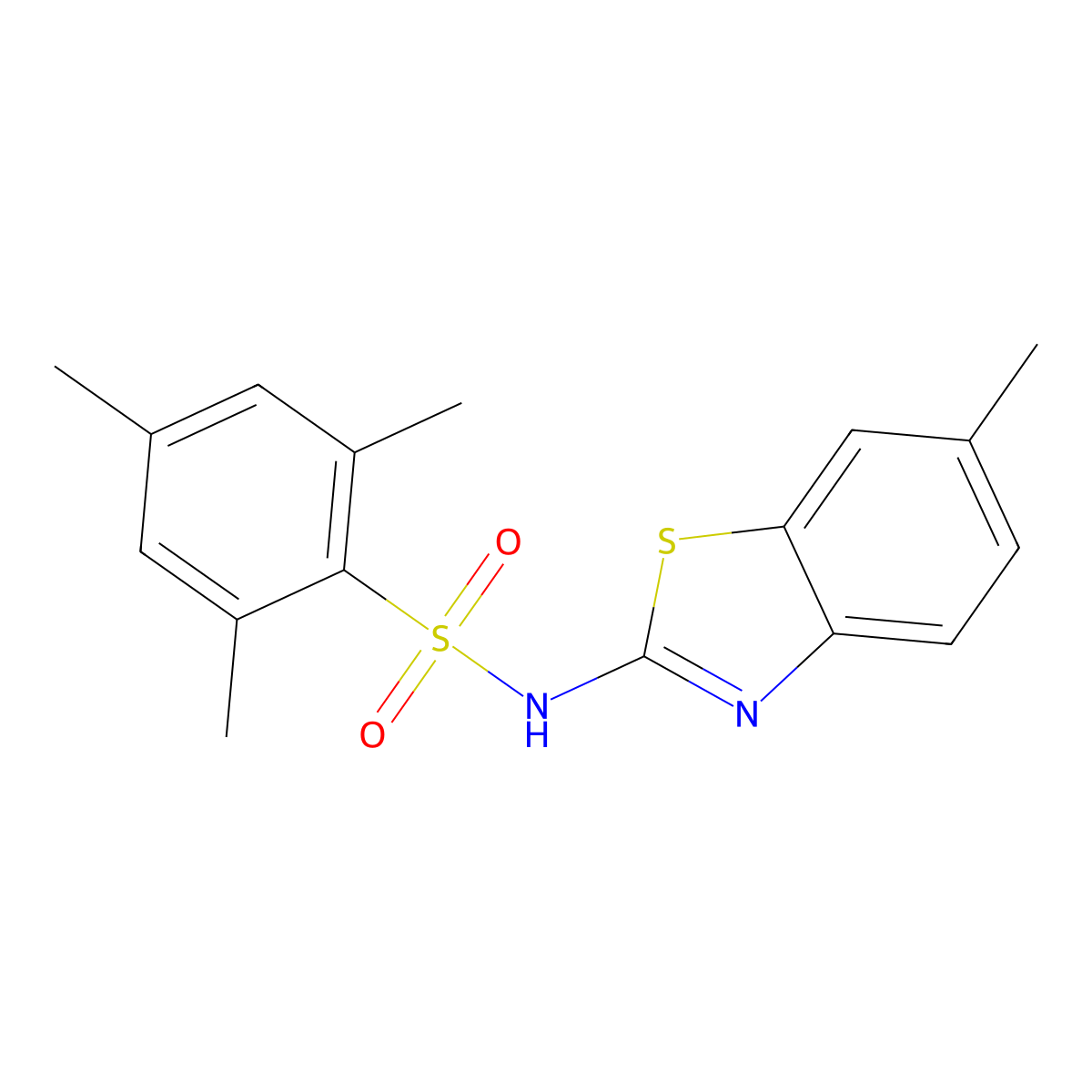 2,4,6-trimethyl-N-(6-methyl-1,3-benzothiazol-2-yl)benzenesulfonamide molecular structure, CAS 349623-62-7