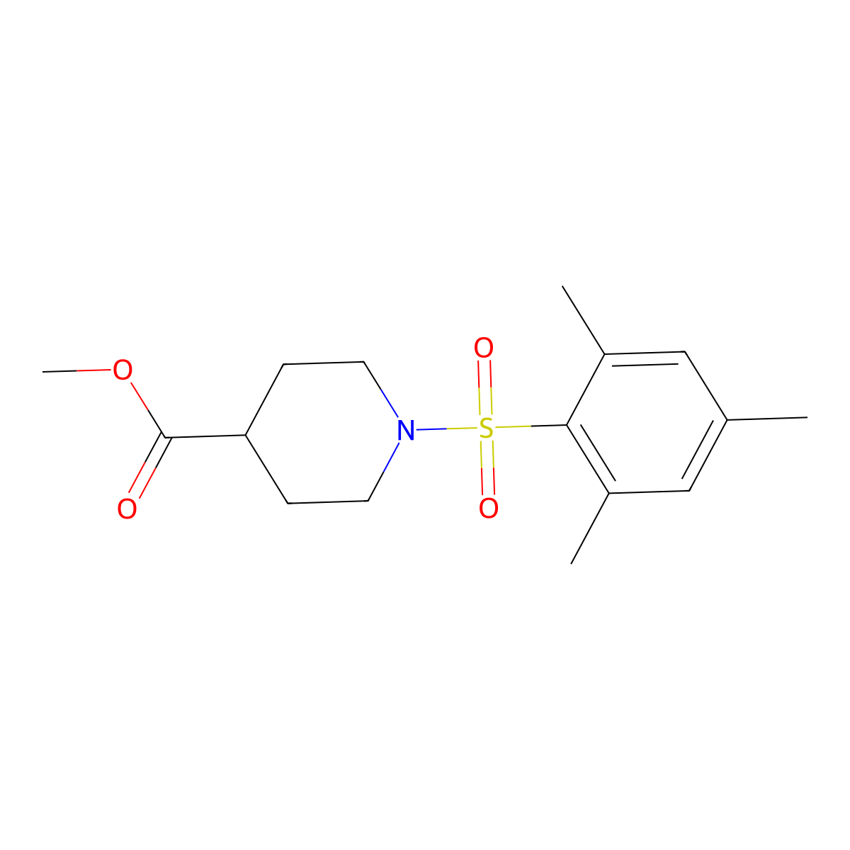 Methyl 1-[(2,4,6-trimethylphenyl)sulfonyl]piperidine-4-carboxylate molecular structure, CAS 349623-86-5