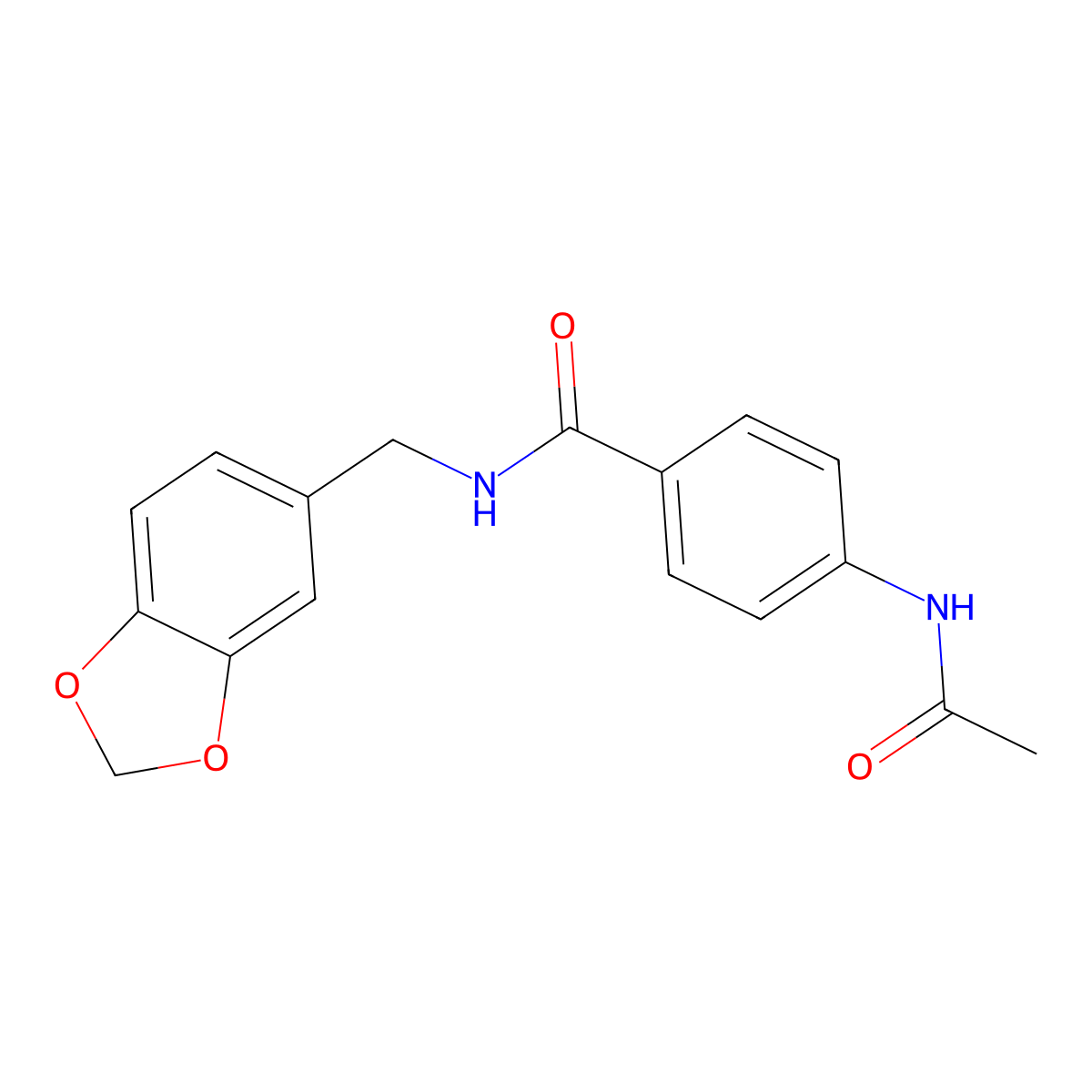 4-acetamido-N-(1,3-benzodioxol-5-ylmethyl)benzamide molecular structure, CAS 349624-15-3