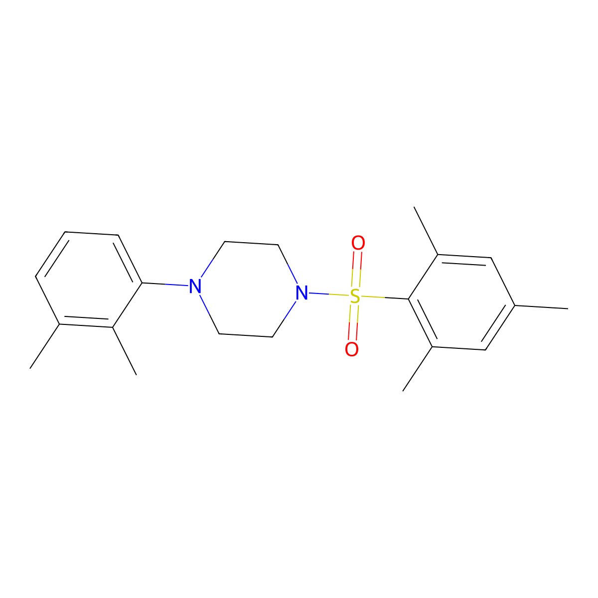 1-(2,3-Dimethylphenyl)-4-(mesitylsulfonyl)piperazine molecular structure, CAS 349624-16-4
