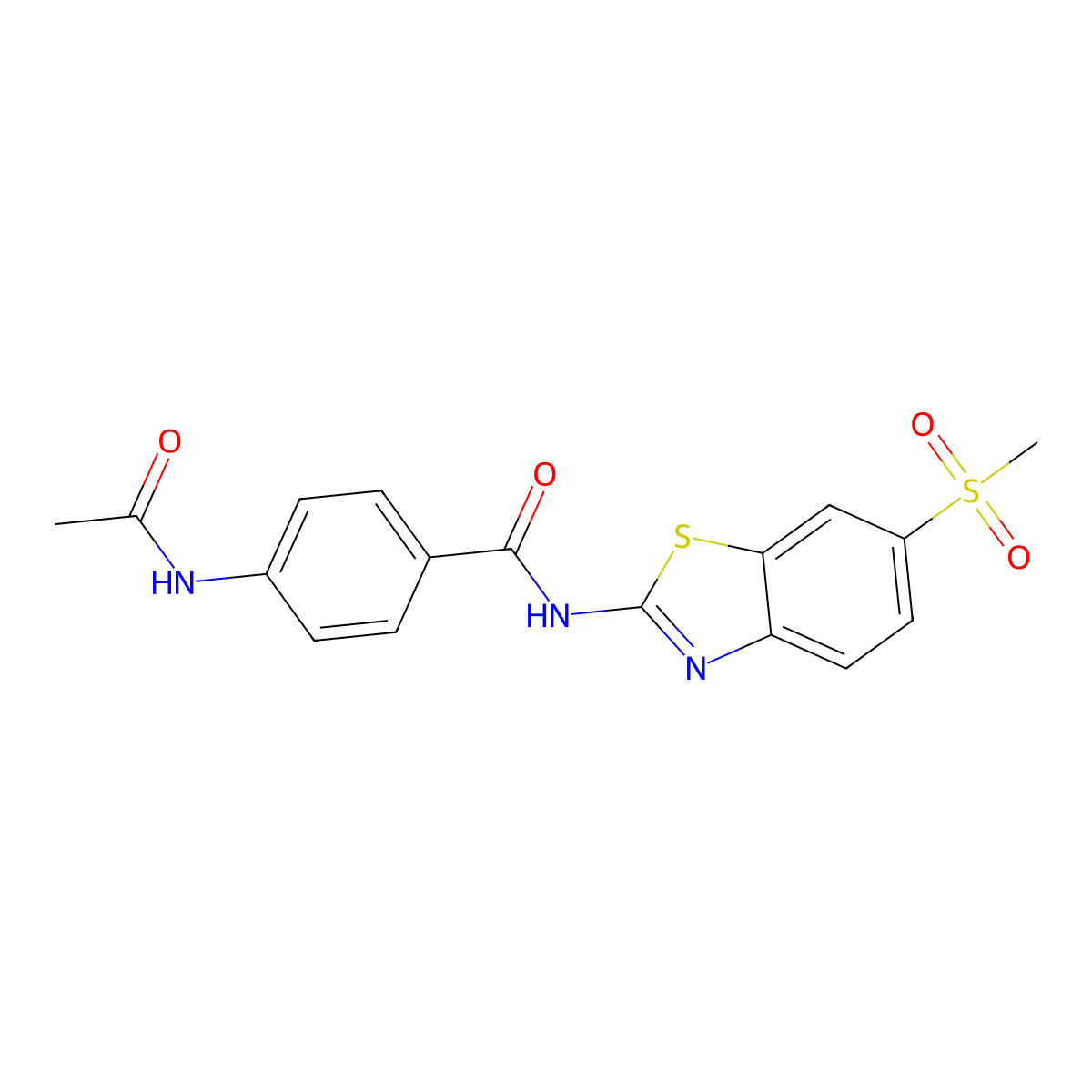 4-(acetylamino)-N-[6-(methylsulfonyl)-1,3-benzothiazol-2-yl]benzamide molecular structure, CAS 349624-19-7