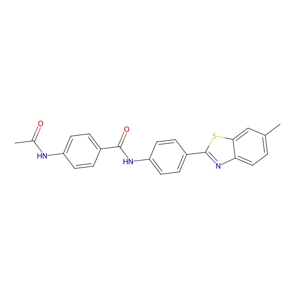 4-acetamido-N-[4-(6-methyl-1,3-benzothiazol-2-yl)phenyl]benzamide molecular structure, CAS 349624-30-2