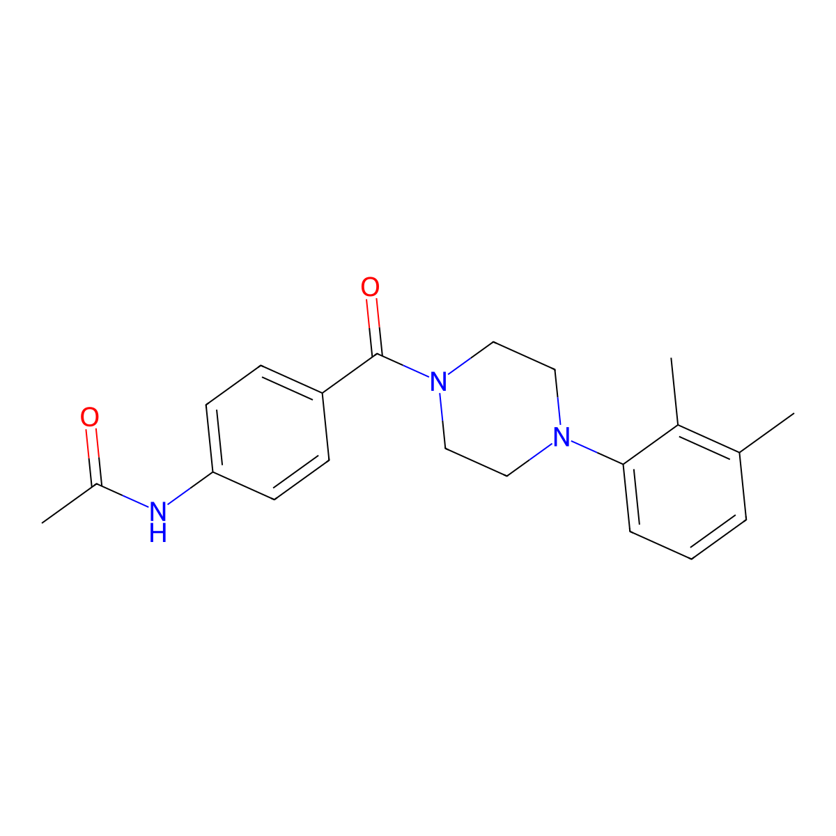 N-[4-[4-(2,3-dimethylphenyl)piperazine-1-carbonyl]phenyl]acetamide molecular structure, CAS 349624-36-8
