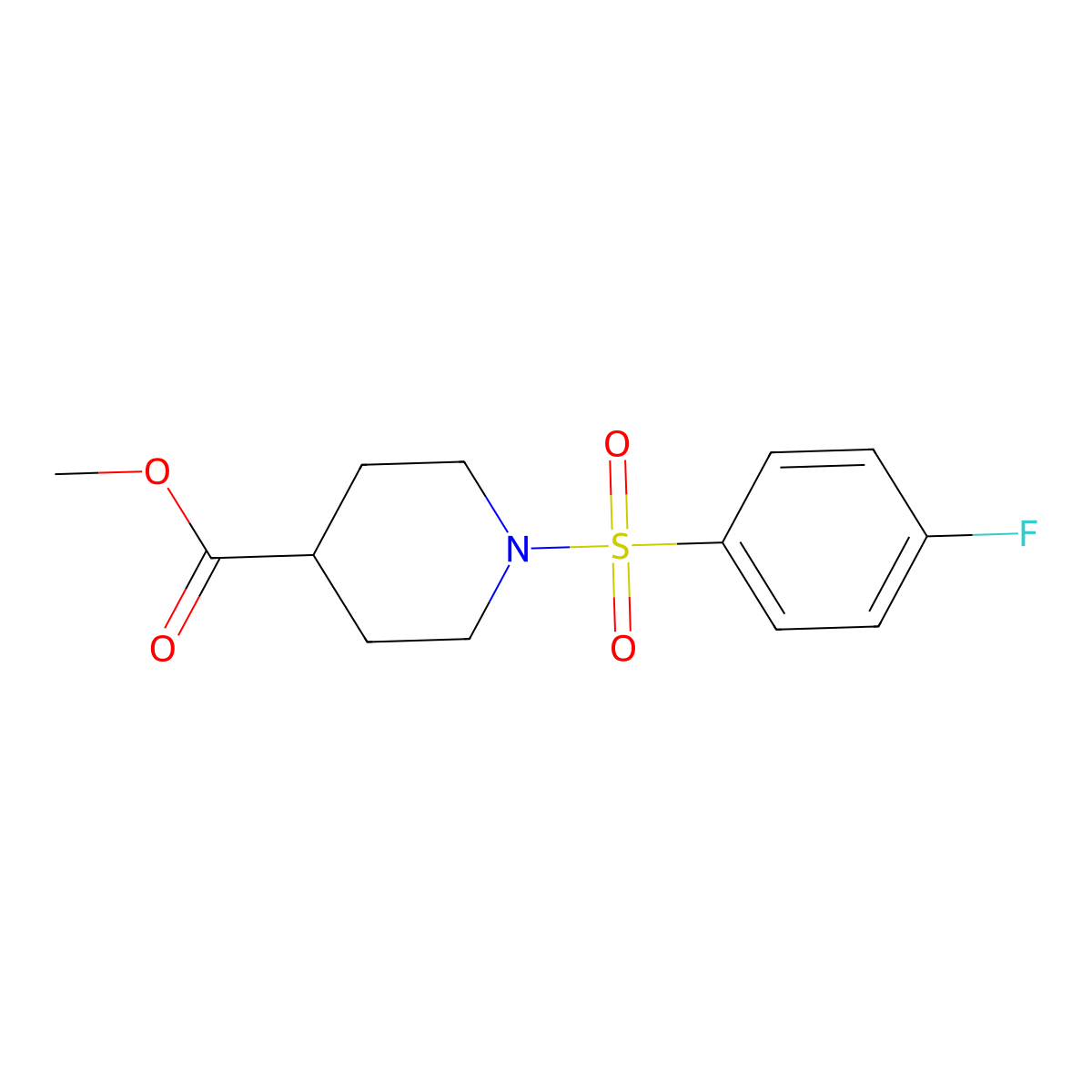 Methyl 1-[(4-fluorophenyl)sulfonyl]-4-piperidinecarboxylate molecular structure, CAS 349624-64-2