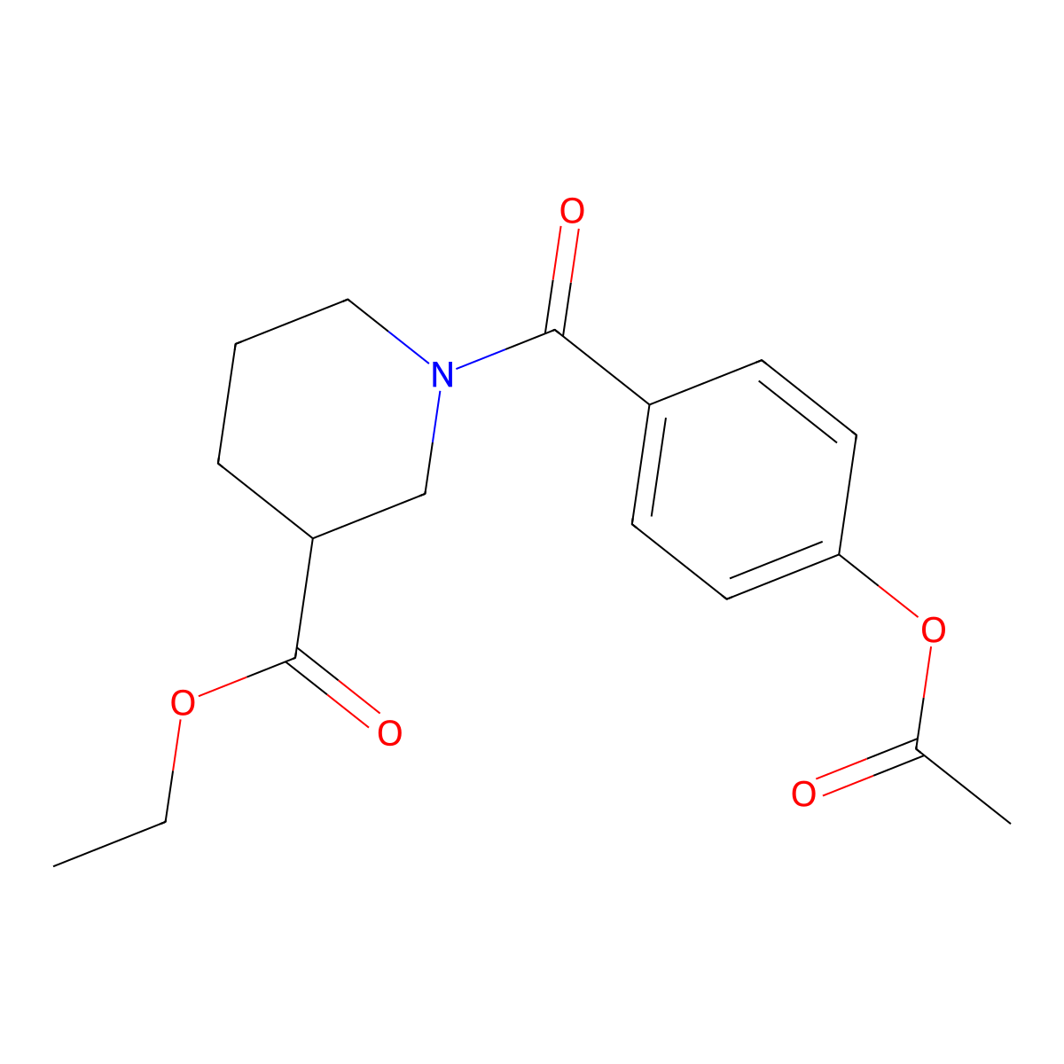 Ethyl 1-{[4-(acetyloxy)phenyl]carbonyl}piperidine-3-carboxylate molecular structure, CAS 349624-73-3