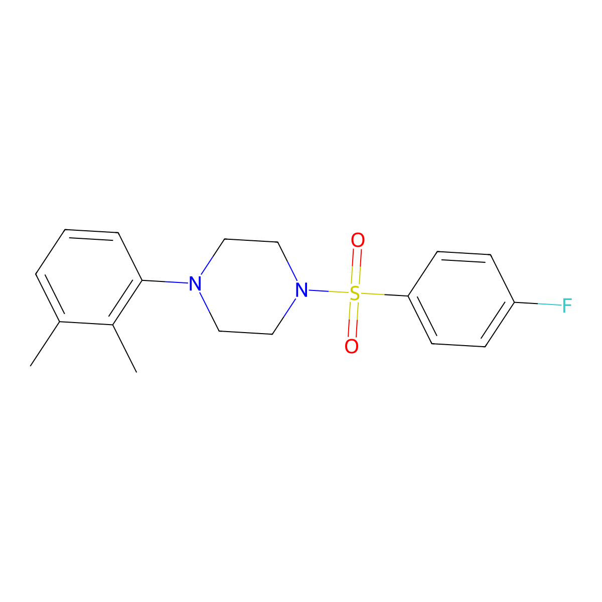 1-(2,3-Dimethylphenyl)-4-(4-fluorophenyl)sulfonylpiperazine molecular structure, CAS 349624-80-2