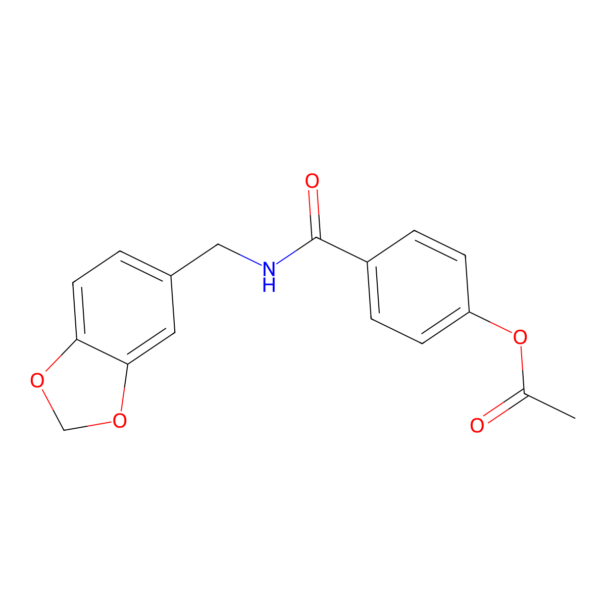 4-{[(1,3-Benzodioxol-5-ylmethyl)amino]carbonyl}phenyl acetate molecular structure, CAS 349624-88-0