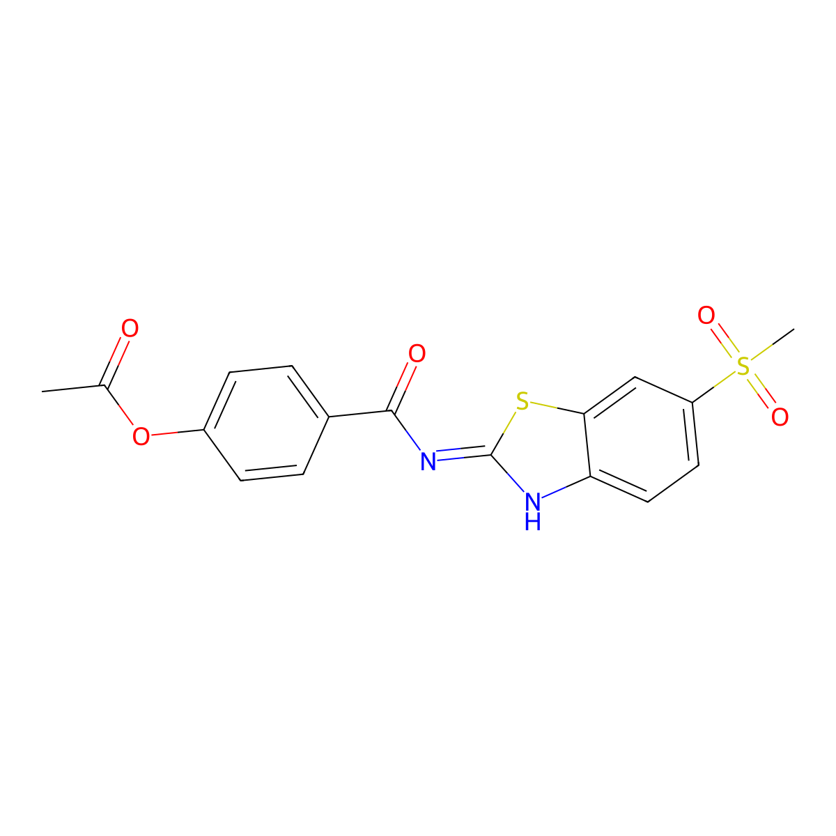 4-{N-[6-(methylsulfonyl)benzothiazol-2-yl]carbamoyl}phenyl acetate molecular structure, CAS 349624-91-5