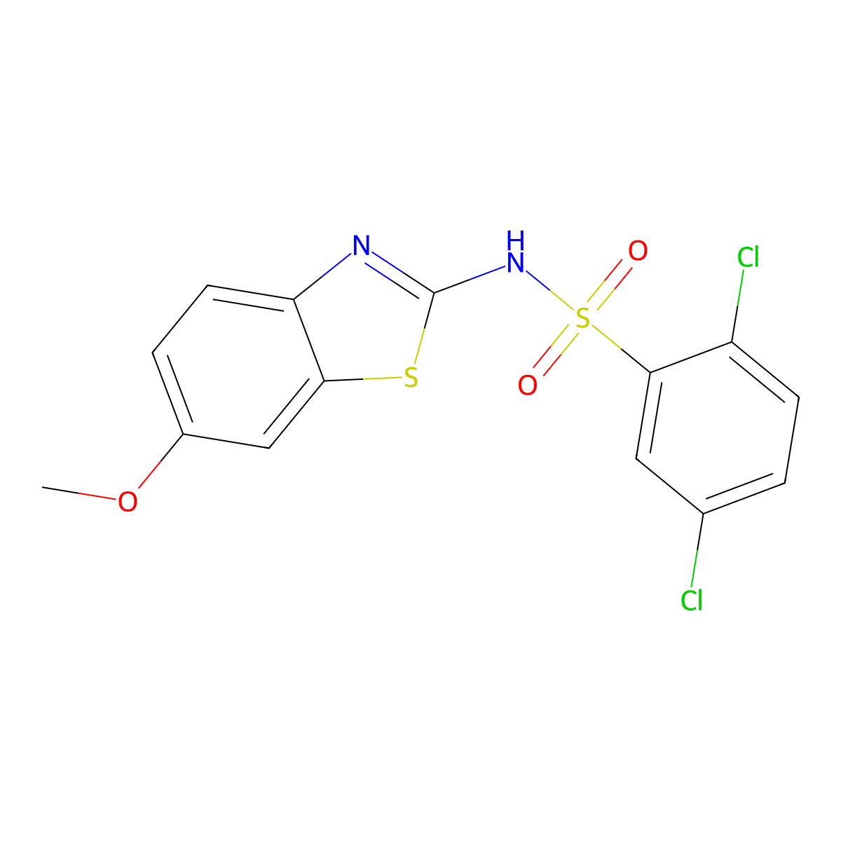 2,5-dichloro-N-(6-methoxy-1,3-benzothiazol-2-yl)benzenesulfonamide molecular structure, CAS 349625-04-3